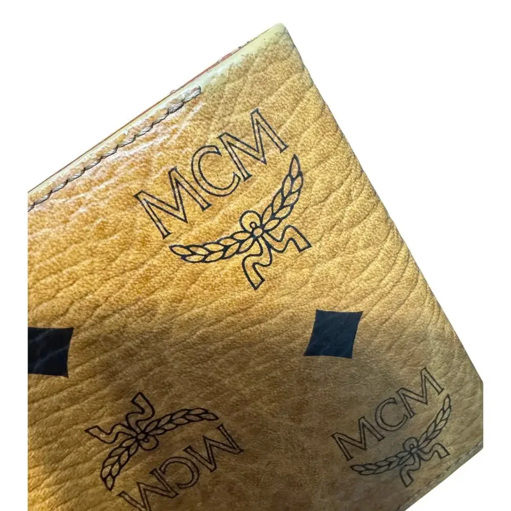 Auth. MCM Cognac Visetos Leather Bifold Wallet